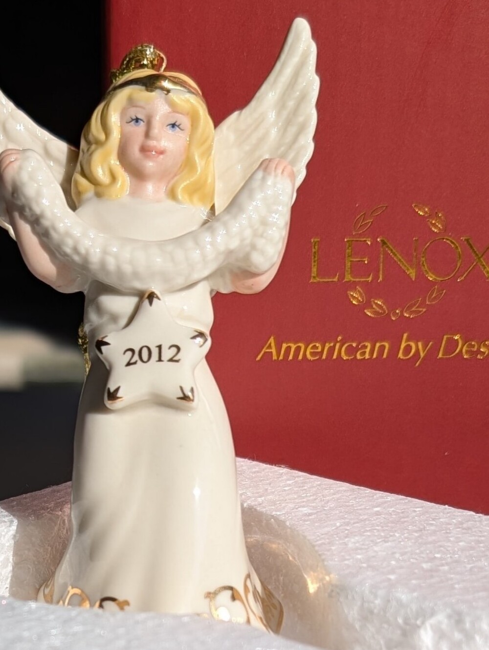 Lenox Stargazer Angel Holiday Ornament 5 Inches American By Design White & Gold